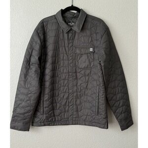 Huk Scale Fishing Shacket Mens Small Gray Quilted Shirt Jacket Button Up NWT